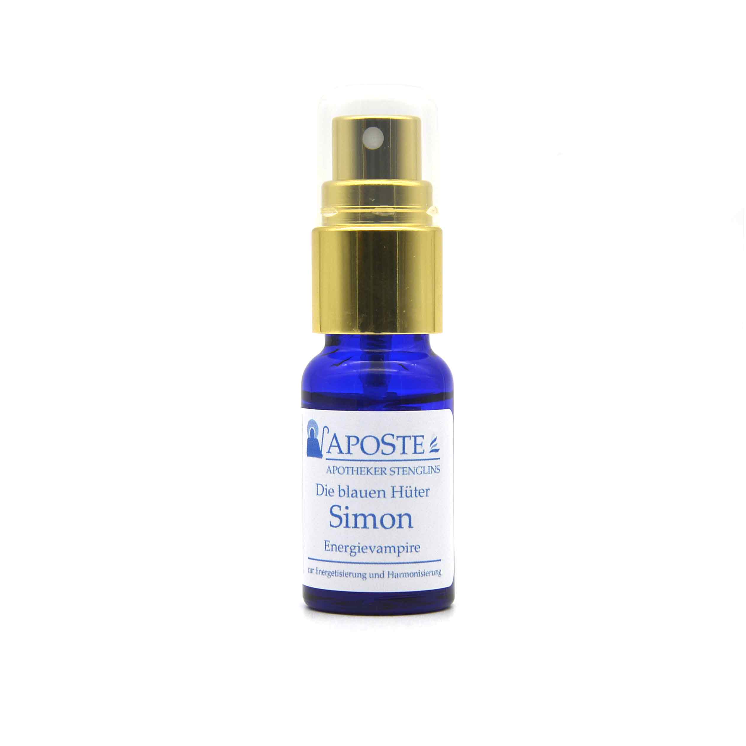 ApoSte ApoSte Energie-Sprühflasche zur Aura-Reinigung und Harmonisierung, mit einem blauen Glasbehälter mit goldenem Sprüher. ApoSte